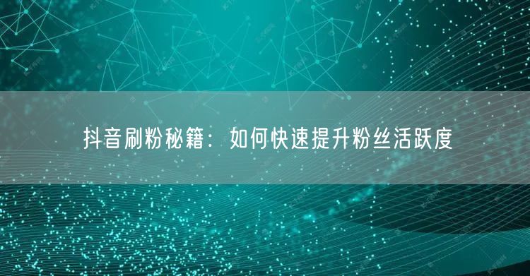 抖音刷粉秘籍：如何快速提升粉丝活跃度
